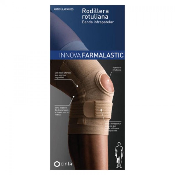 RODILLERA ABIERTA BANDA TENDINITIS ROTULIANA FARMALASTIC COMPRESSION TECH 1 UNIDAD TALLA PEQUEÑA COLOR BEIGE