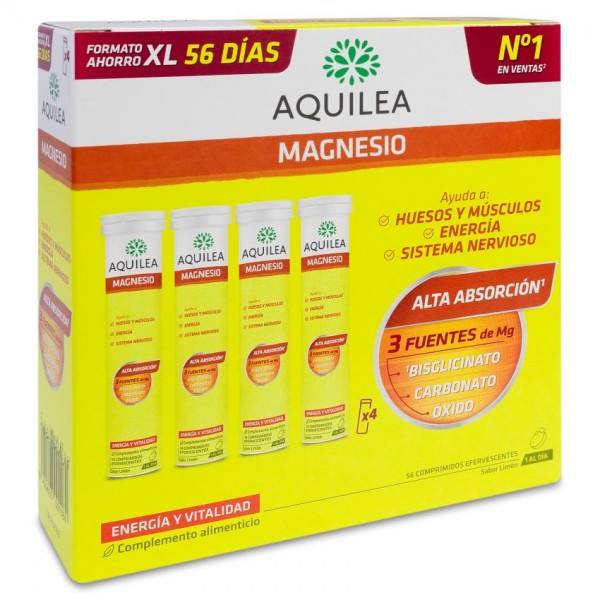 AQUILEA MAGNESIO 375 mg 56 COMPRIMIDOS EFERVESCENTES SABOR LIMON FORMATO XL