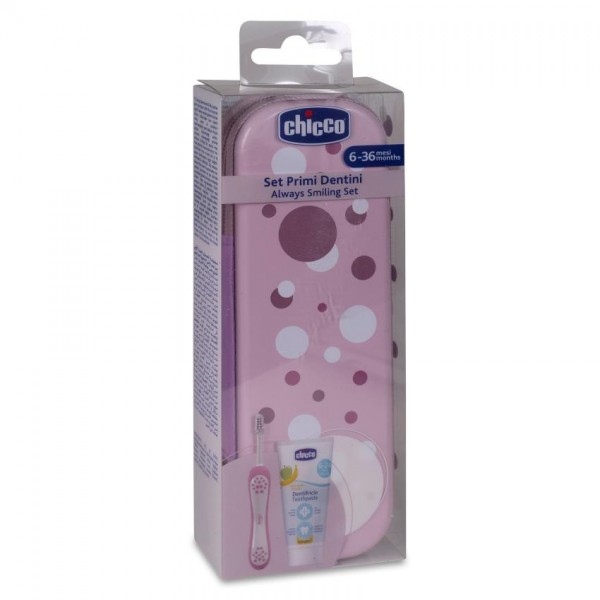SET HIGIENE DENTAL INFANTIL CHICCO 6 - 36 MESES COLOR ROSA