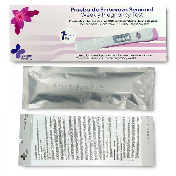 TEST DE EMBARAZO DE DETECCIÓN RÁPIDA CON INDICADOR DE SEMANAS ZERENE FERTILITY 1 UNIDAD
