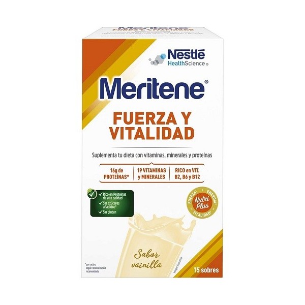 MERITENE FUERZA Y VITALIDAD BATIDO 15 SOBRES 30 g SABOR VAINILLA