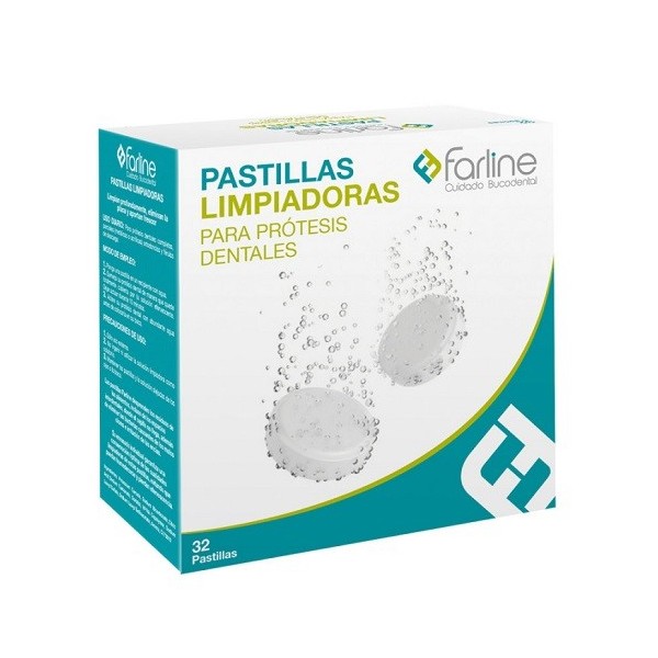 FARLINE PASTILLAS LIMPIADORAS LIMPIEZA PROTESIS DENTAL 32 TABLETAS