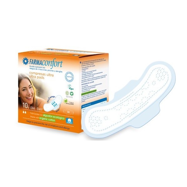 FARMACONFORT COMPRESAS 100 ALGODON ULTRAFINAS DIA ALAS 10 U