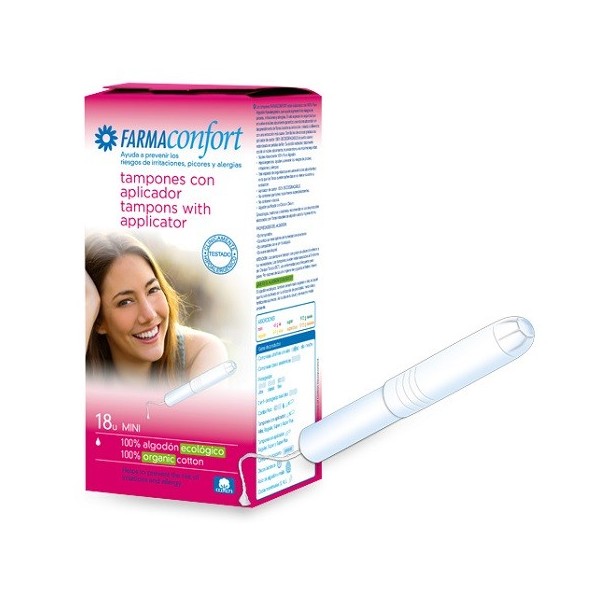 TAMPONES 100 ALGODON FARMACONFORT CON APLICADOR 18 UNIDADES MINI