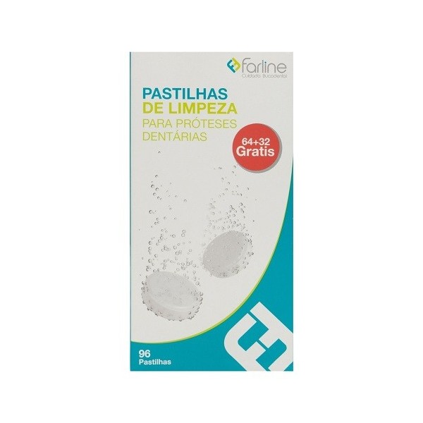 FARLINE PASTILLAS LIMPIADORAS LIMPIEZA PROTESIS DENTAL 96 TABLETAS