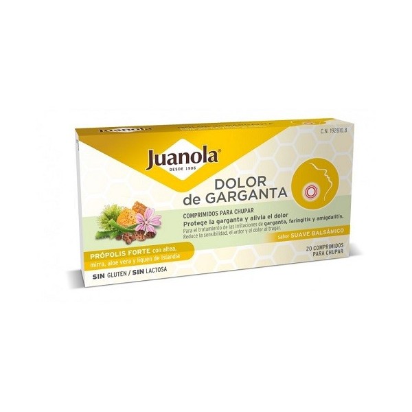 JUANOLA DOLOR DE GARGANTA PROPOLIS FORTE SABOR SUAVE BALSAMICO 20 COMPRIMIDOS