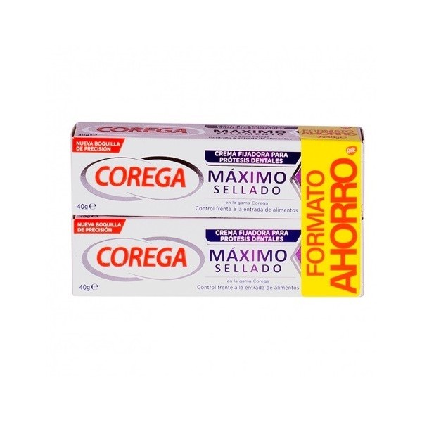 COREGA DUPLO MAXIMO SELLADO ADHESIVO PROTESIS DENTAL 2X 40 G