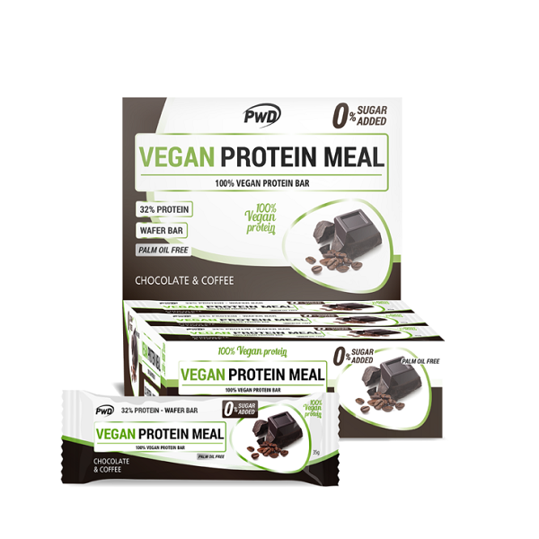 PWD BARRITA VEGAN PROTEIN MEAL 32 PROTEINA CHOCOLATE CON CAFE 35GR 1UD