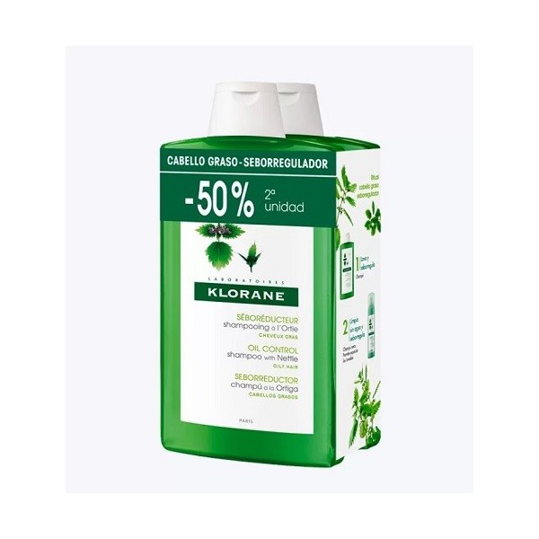 KLORANE DUPLO CHAMPU A LA ORTIGA BIO 1 ENVASE 2x400 ml