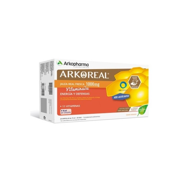 ARKOREAL JALEA REAL VITAMINADA SIN AZUCAR 1000 mg 20 AMPOLLAS 15 ml
