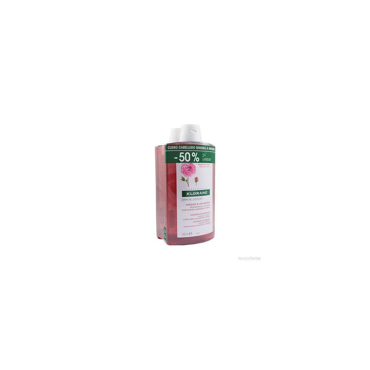 KLORANE DUPLO CHAMPU A LA PEONIA ENVASE 2x 400 ml