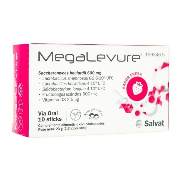 MEGALEVURE RESET 10 STICKS 2,3 g SABOR FRESA