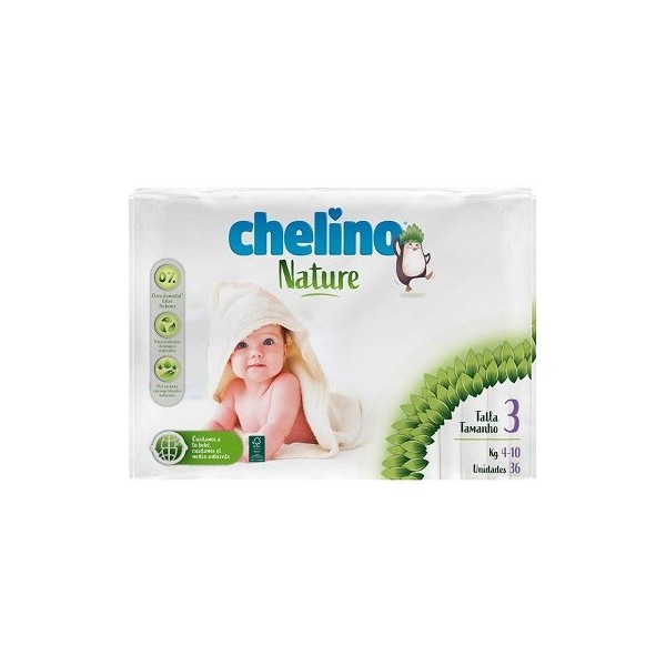 PAÑAL INFANTIL CHELINO NATURE TALLA 3 36 UNIDADES