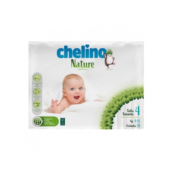PAÑAL INFANTIL CHELINO NATURE TALLA 4 34 UNIDADES