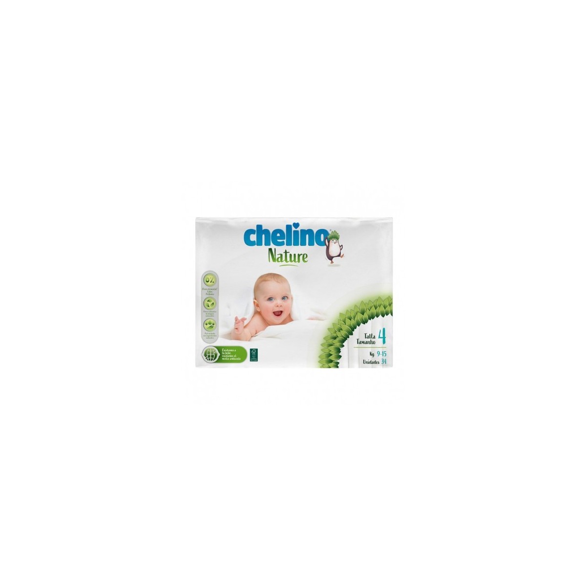 PAÑAL INFANTIL CHELINO NATURE TALLA 4 34 UNIDADES