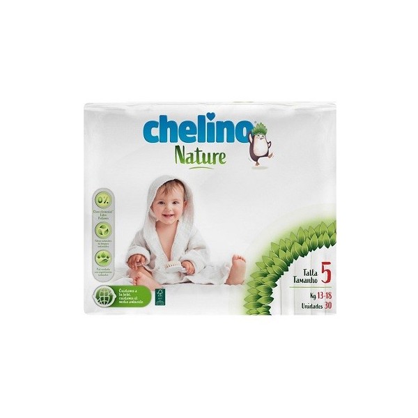PAÑAL INFANTIL CHELINO NATURE TALLA 5 30 UNIDADES