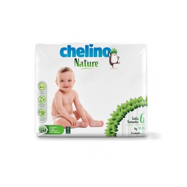 PAÑAL INFANTIL CHELINO NATURE TALLA 6 27 UNIDADES