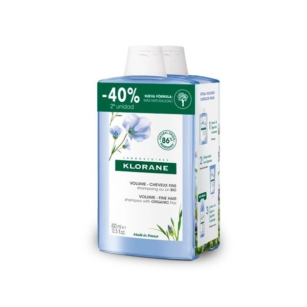 KLORANE DUPLO CHAMPU AL LINO BIO 1 ENVASE 2x 400 ml