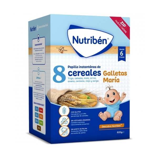 NUTRIBEN PAPILLA 8 CEREALES GALLETAS MARIA 1 ENVASE 600 g