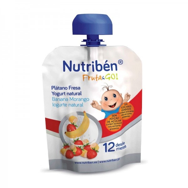 NUTRIBEN FRUTA & GO PLATANO FRESA YOGURT NATURAL 1 ENVASE 90 g