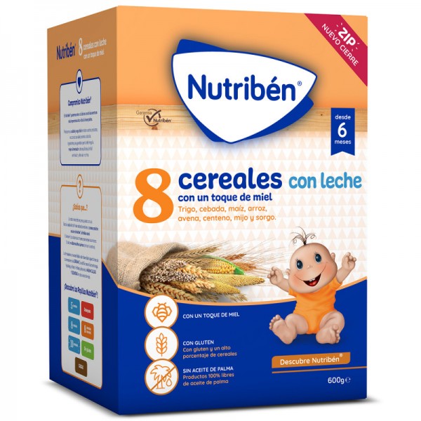 NUTRIBEN 8 CEREALES Y MIEL CON LECHE ADAPTADA 1 ENVASE 600 g