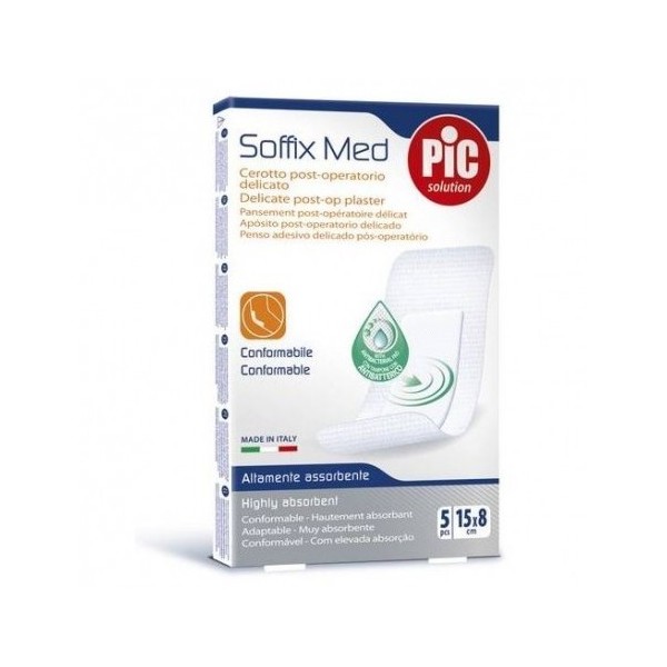 PIC SOFFIX MED ANTIBACTERIANO POST OP APOSITO ADHESIVO 15 X 8 CM 5 APOSITOS