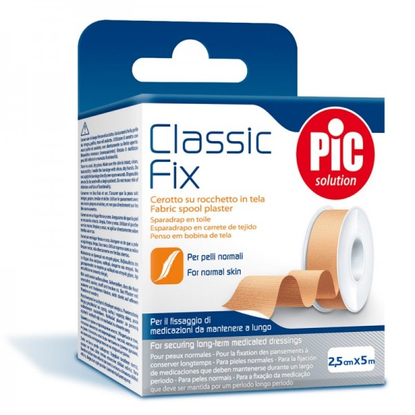 ESPARADRAPO HIPOALERGICO PIC CLASSIC FIX TELA 1 UNIDAD 5 m x 2,5 cm COLOR PIEL
