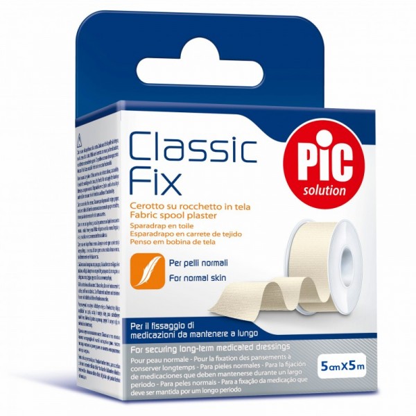 ESPARADRAPO PIC CLASSIC FIX TEJIDO 1 UNIDAD 5 m x 5 cm COLOR BLANCO