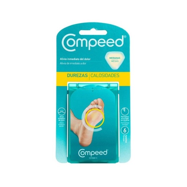 COMPEED DUREZAS HIDROCOLOIDE TALLA MEDIANA 6 UNIDADES