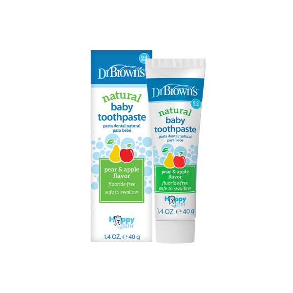 PASTA DENTAL INFANTIL NATURAL BEBE DR BROWN 1 ENVASE 40 g SABOR PERA Y MANZANA