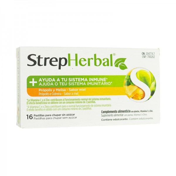 STREPHERBAL 16 PASTILLAS PARA CHUPAR SABOR PROPOLIS...