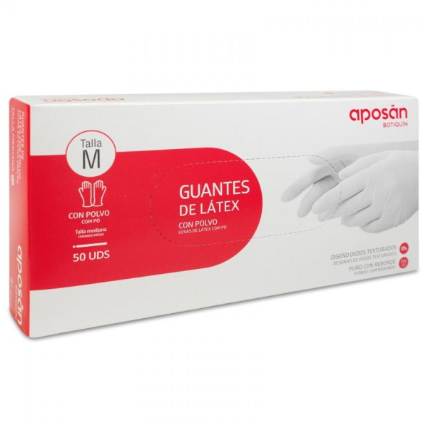 GUANTES DE LATEX APOSAN BOTIQUIN 50 UNIDADES TALLA M