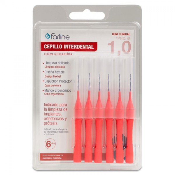 CEPILLO INTERDENTAL FARLINE MINI CONICAL 1,0 mm 6 UNIDADES