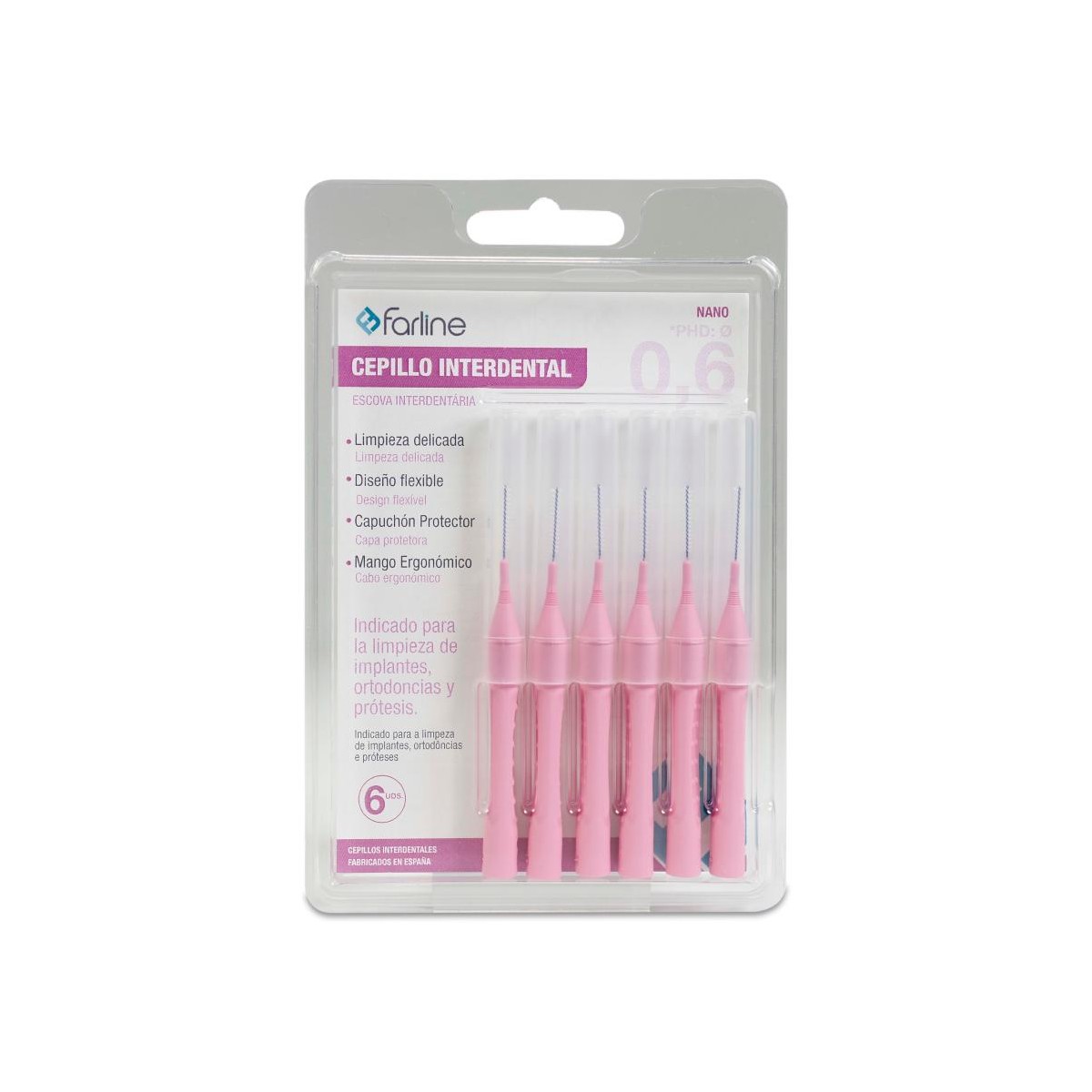 CEPILLO INTERDENTAL FARLINE NANO 0,6 mm 6 UNIDADES