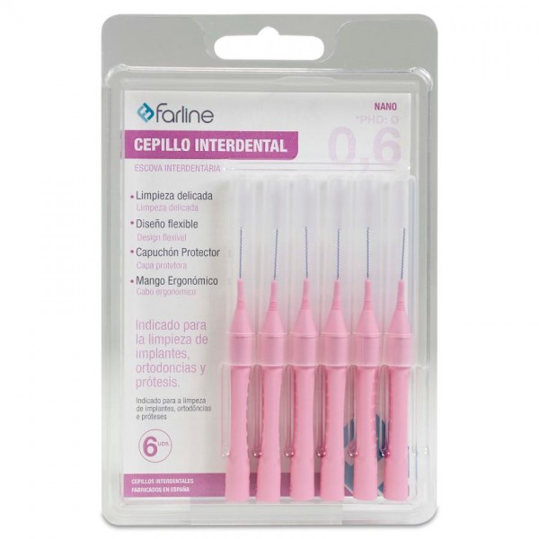CEPILLO INTERDENTAL FARLINE NANO 0,6 mm 6 UNIDADES