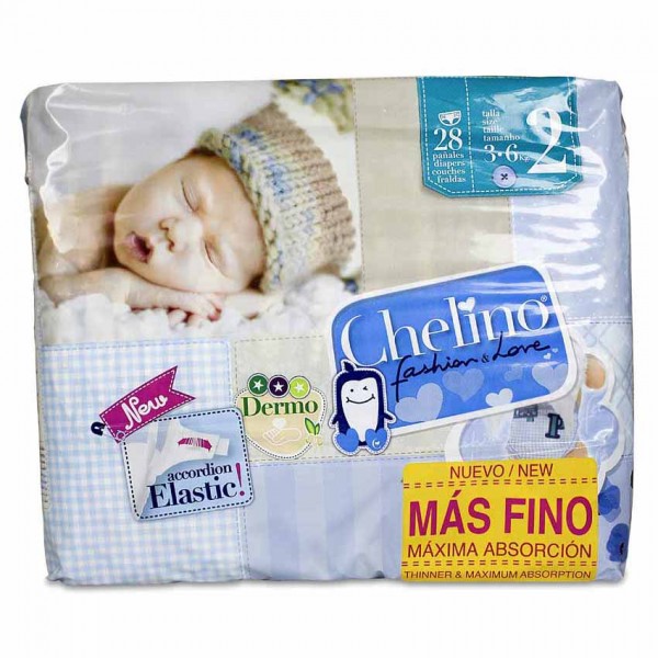 PAÑAL INFANTIL CHELINO TALLA 2 3 - 6 kg 28 PAÑALES