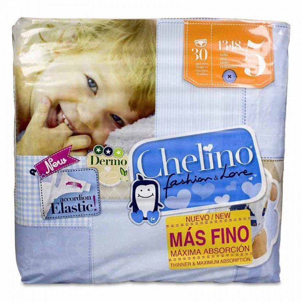PAÑAL INFANTIL CHELINO FASHION  LOVE T 5 13  18 KG 30 PAÑALES