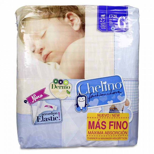 PAÑAL INFANTIL CHELINO TALLA 6 17 - 28 kg 27 PAÑALES