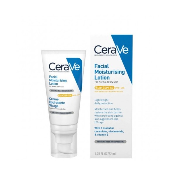 CERAVE LOCION HIDRATANTE DE ROSTRO SPF 50 1 TUBO 52 ml