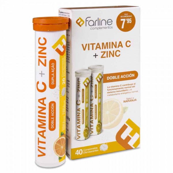 FARLINE DUPLO VITAMINA C Y ZINC 40 COMPRIMIDOS EFERVESCENTES