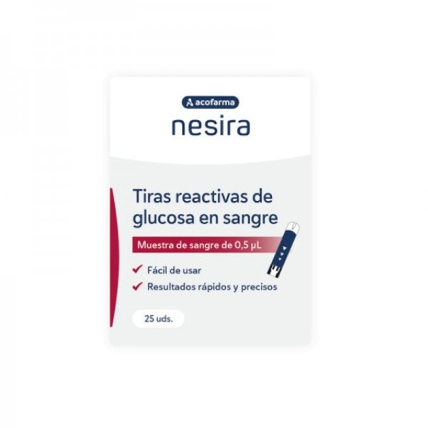 TIRAS REACTIVAS GLUCEMIA ACOFARMA NESIRA 25 UNIDADES
