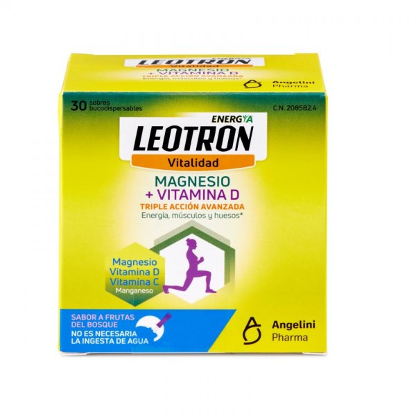 LEOTRON MAGNESIO + VITAMINA D 30 SOBRES BUCODISPERSABLES 2 g SABOR FRUTAS DEL BOSQUE