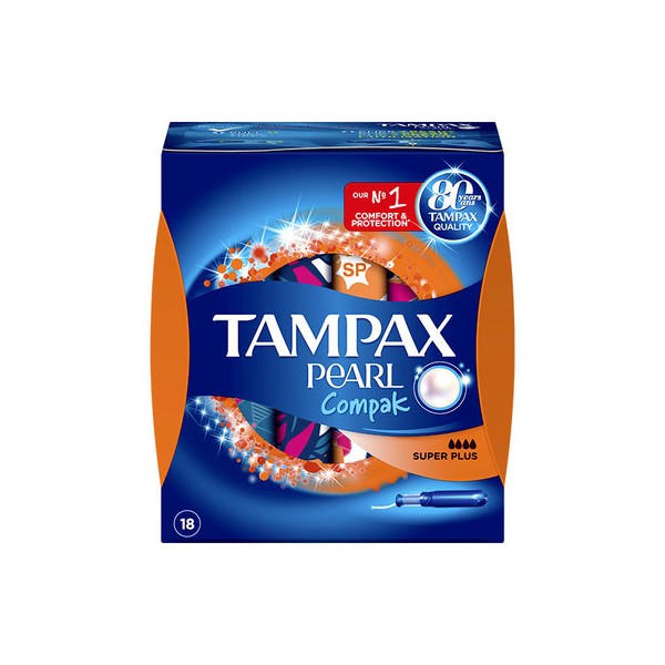 TAMPAX COMPAK PEARL TAMPON 100%ALGODON 16 UNIDADES SUPER PLUS