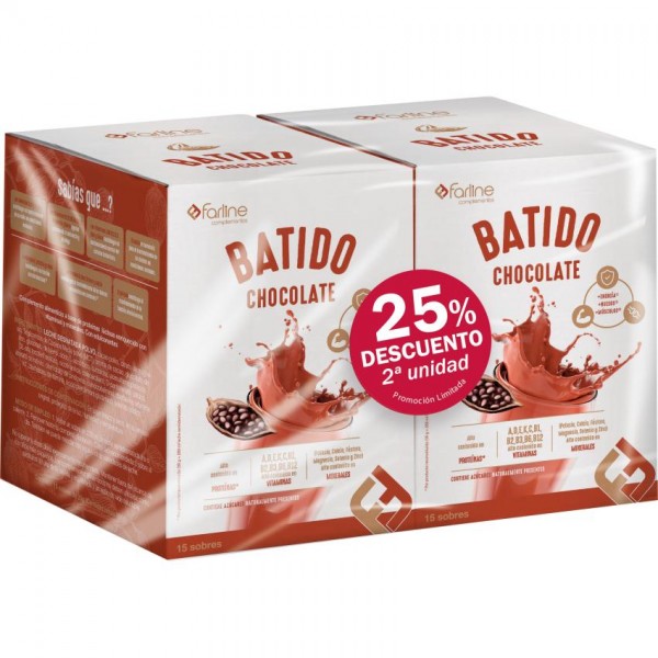 FARLINE COMPLEMENTOS DUPLO BATIDO BATIDO 2x15 SOBRES 30 g SABOR CHOCOLATE