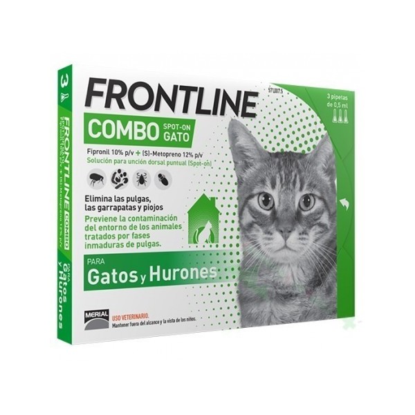 FRONTLINE COMBO 60/50 mg SOLUCION SPOT-ON PARA GATOS 6 PIPETAS 0,5 ml