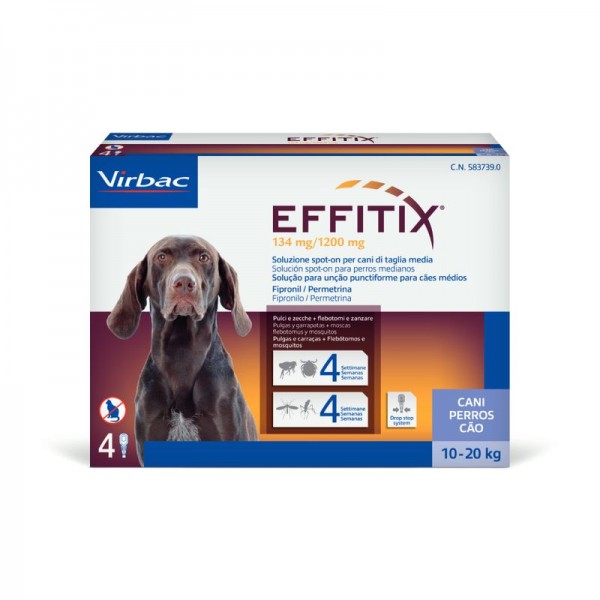 EFFITIX PERROS MEDIANOS 1020KGS 1341200 MG SOLUCION SPOTON 4 PIPETAS 22 ML