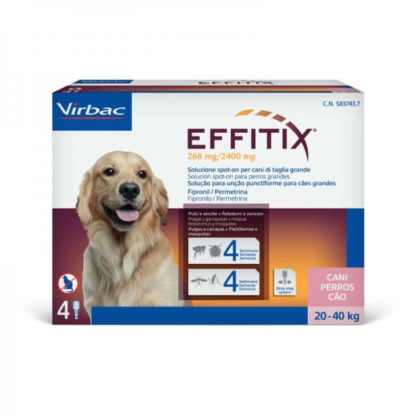 EFFITIX PERROS GRANDES 2040KGS 2682400 MG SOLUCION SPOTON 4 PIPETAS 44 ML