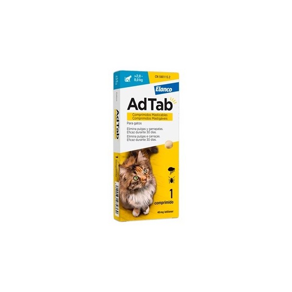 AD TAB 48 mg 1 COMPRIMIDO MASTICABLE PARA GATOS 2,0–8,0 kg