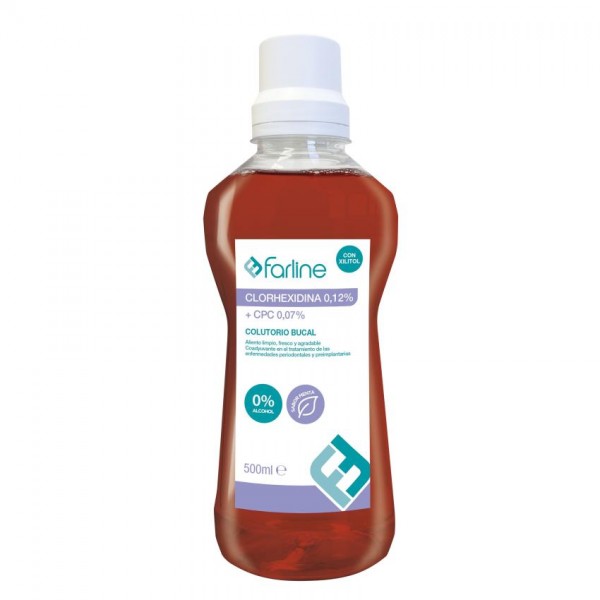 FARLINE COLUTORIO CLORHEXIDINA 0,12% + CPC 0,07% CON XILITOL 1 ENVASE 500 ml SABOR MENTA