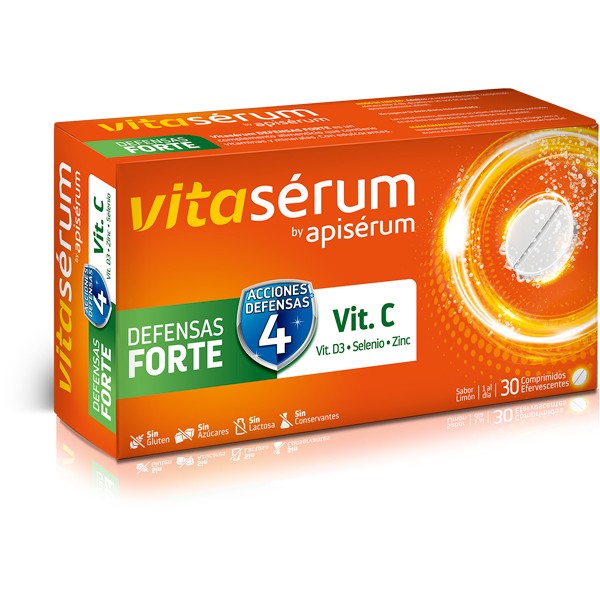 VITASERUM BY APISERUM DEFENSAS FORTE 30 COMPRIMIDOS EFERVESCENTES